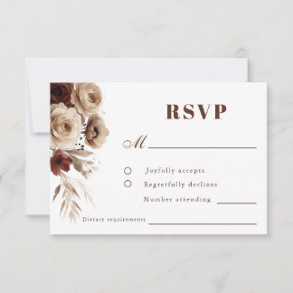 Terracotta Boho Floral Wedding RSVP Card
