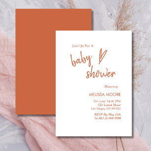 Terracotta Boho Heart Baby Shower Invitation 