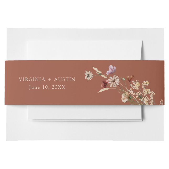 Terracotta Boho Invitation Belly Band (Terracotta Boho Wildflower Invitation Belly Band by Painted Paperie
)