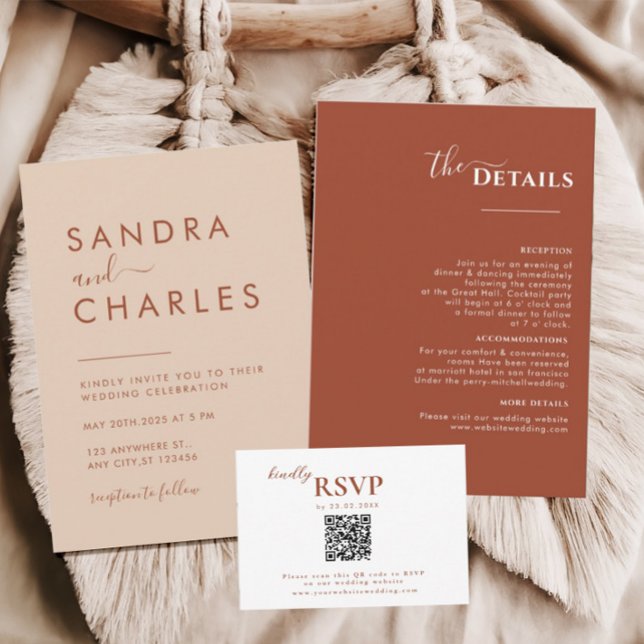 Terracotta Boho Itinerary, Rust Wedding rsvp (COLLECTION)