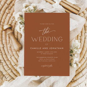 Terracotta Boho Minimal Photo Wedding Invitation