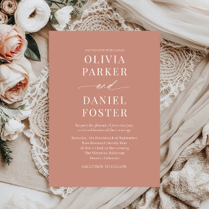 Terracotta Boho Minimalist Modern Wedding Invitation
