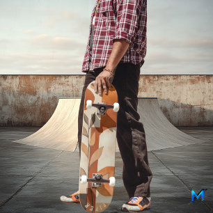 Terracotta Boho - Minimalist Organic Leaf  Skateboard