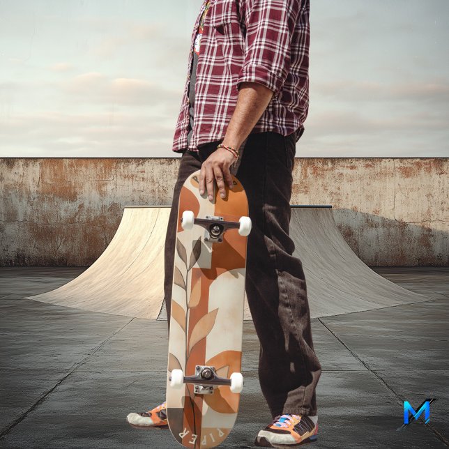 Terracotta Boho - Minimalist Organic Leaf  Skateboard (Creator Uploaded)