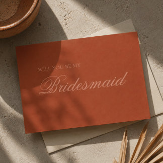 Terracotta Boho Modern Bridesmaid Proposal Card