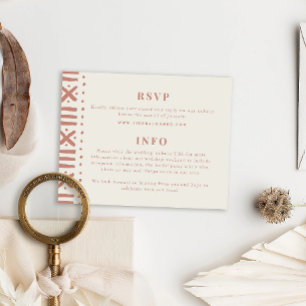 Terracotta Boho Mudcloth Border Wedding Enclosure Card