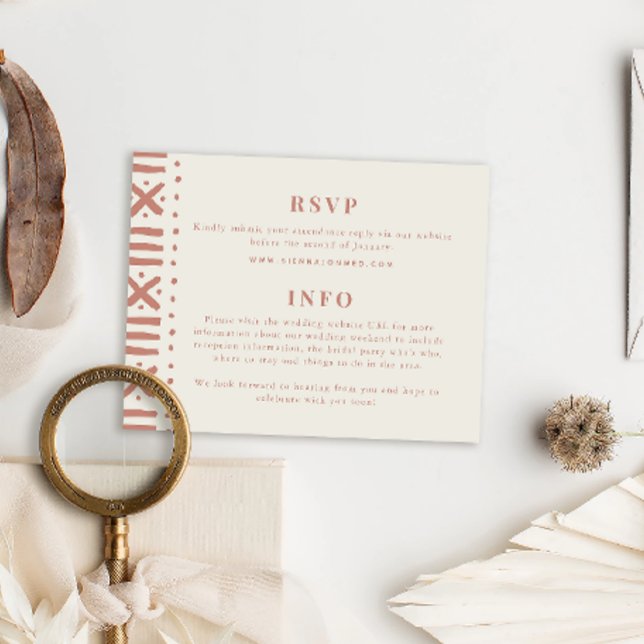 Terracotta Boho Mudcloth Border Wedding Enclosure Card (Creator Uploaded)