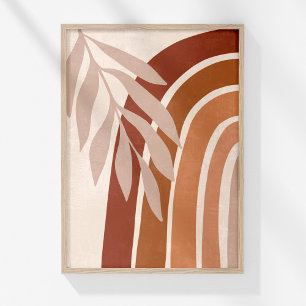 Terracotta Boho Palm Leaf Rainbow Wall Art Print