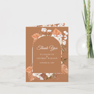 Terracotta Boho Pampas Arched Thank You Card