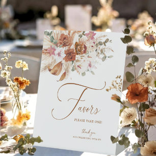 Terracotta Boho Pampas Floral Wedding Favor Sign