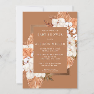 Terracotta Boho Pampas Gender Neutral Baby Shower  Invitation