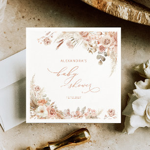 Terracotta Boho Pampas Grass Paper Napkin