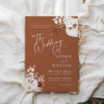 Terracotta Boho Pampas Wedding Invitation<br><div class="desc">Boho Terracotta invitations are the perfect way to announce your wedding day to your guests. Each invitation features intricate floral designs and beautiful typography in neutral colours, including terracotta, beige, and earthy tones. Printed on high-quality cardstock, they will surely impress your guests and set the tone for your special day....</div>