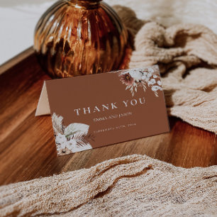 Terracotta Boho Pampas Wedding Thank You Card