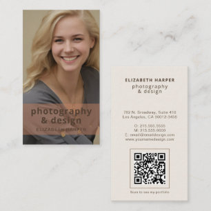 Terracotta Boho Photo QR Code Modern Minimalist Business Card