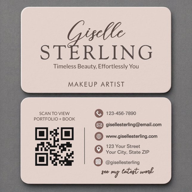 Terracotta Boho QR Code Script Elegant Modern Business Card (Creator Uploaded)