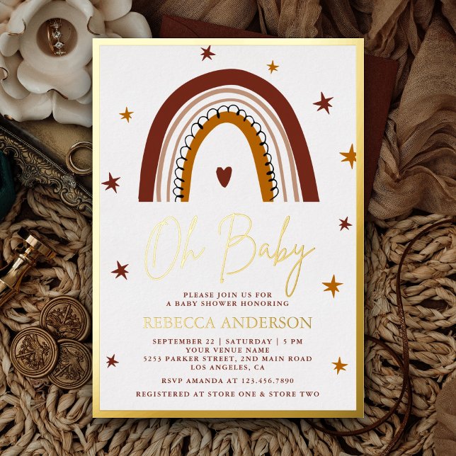 Terracotta Boho Rainbow Baby Shower Gold (Creator Uploaded)