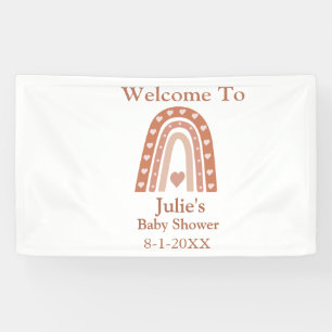 Terracotta Boho Rainbow Baby Shower Welcome Banner