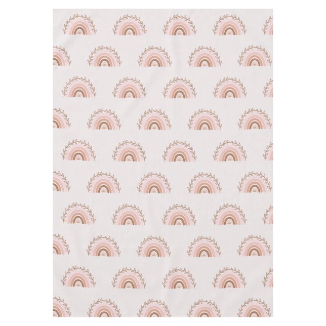 Terracotta Boho Rainbow, Dusty Pink  Tablecloth (Front)