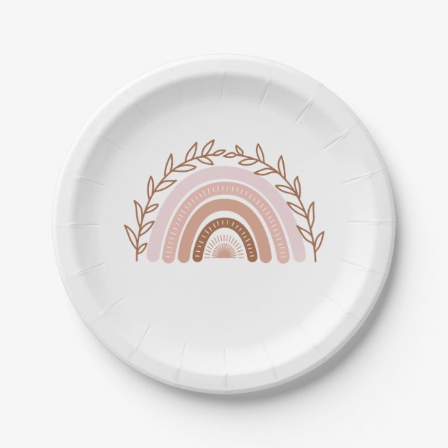 Terracotta Boho Rainbow Paper Plates (Front)