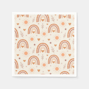 Terracotta  boho rainbow pattern   baby shower  napkin