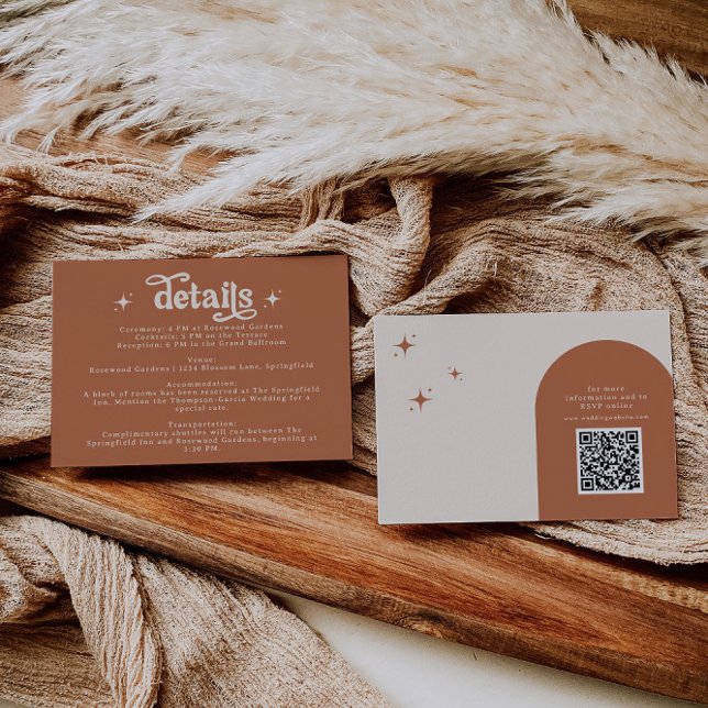 Terracotta Boho Retro Wedding Stationery Enclosure Card (Creator Uploaded)