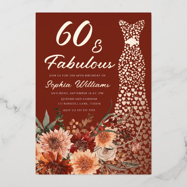 Terracotta Boho Rose Gold Dress 60th Birthday (Front)