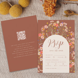 Terracotta Boho Rustic Wildflower Floral Wedding RSVP Card