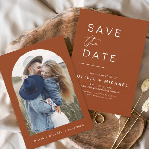 Terracotta Boho Save the Date Photo Minimalist
