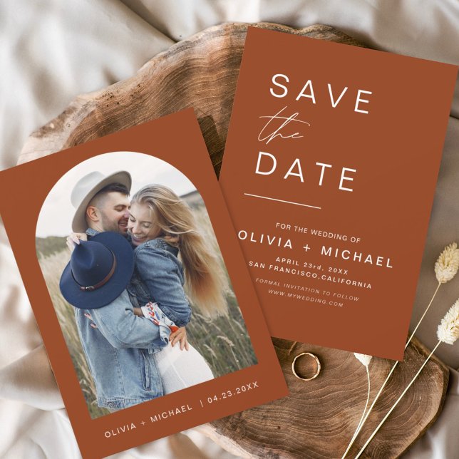 Terracotta Boho Save the Date Photo Minimalist (Creator Uploaded)