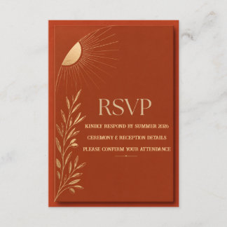 Terracotta Boho Sun Wedding RSVP Card