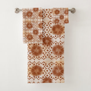 terracotta boho tribal pattern  bath towel set