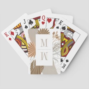 Terracotta Boho Tropical Monogram Playing Cards