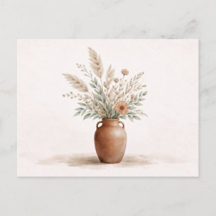 Terracotta Boho Vase Pampas Grass Botanical Postcard
