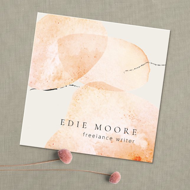  Terracotta Boho Watercolor Abstract Painted Art Square Business Card (Creator Uploaded)