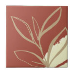 Terracotta Boho Watercolor Ceramic Tile<br><div class="desc">A modern bohemian or boho watercolor leaf design with simple artistic abstract art design elements in terracotta and yellow.</div>