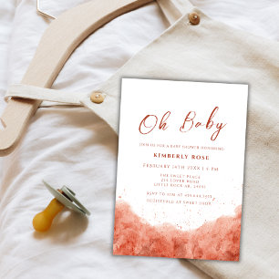 Terracotta Boho Watercolor Desert Baby Shower Invitation