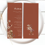 Terracotta Boho Wedding Menu<br><div class="desc">Terracotta Boho Wedding Menu. This stylish & elegant wedding menu features gorgeous hand-painted watercolor wildflowers arranged as a lovely bouquet perfect for spring,  summer,  or fall weddings. Find matching items in the Terracotta Boho Wildflower Wedding Collection.</div>