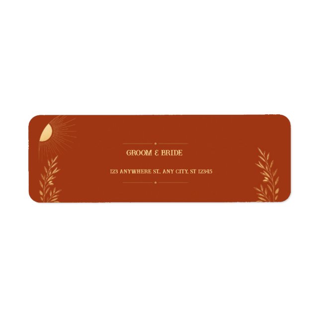 Terracotta Boho Wedding  Return Address Label (Front)