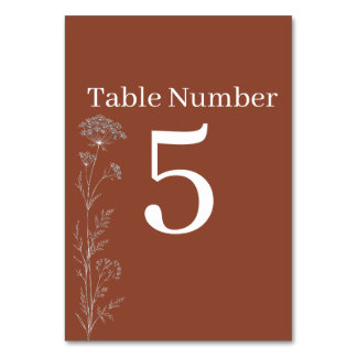 Terracotta Boho Wedding Table Number Card