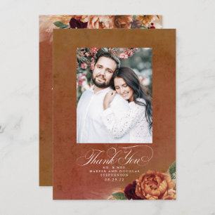 Terracotta Boho Wedding Two Sided Thank You Photo