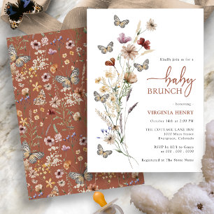 Terracotta Boho Wildflower Baby Brunch Invitation