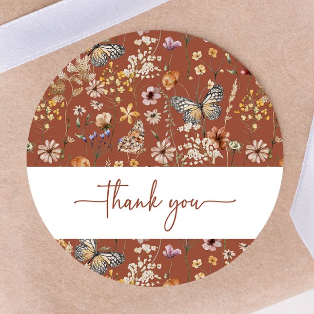 Terracotta Boho Wildflower Baby Shower Sticker (Terracotta Boho Wildflower Baby Shower Sticker by Painted Paperie
)