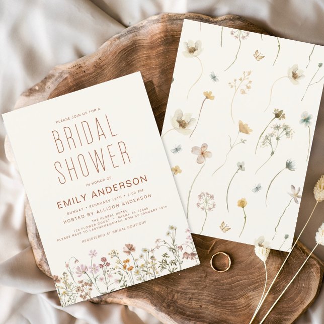 Terracotta Boho Wildflower Bridal Shower Elegant Invitation (Creator Uploaded)