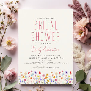 Terracotta Boho Wildflower Bridal Shower Elegant Invitation