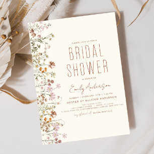 Terracotta Boho Wildflower Bridal Shower Invitation