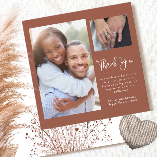 Terracotta Boho Wildflower Wedding Thank You  Invitation (Creator Uploaded)