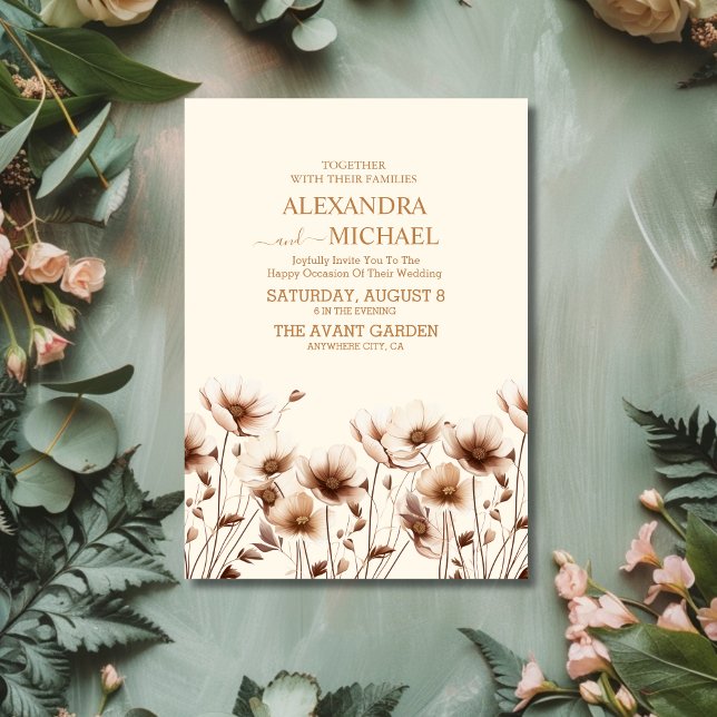 Terracotta Boho Wildflowers Wedding Invitation (Creator Uploaded)