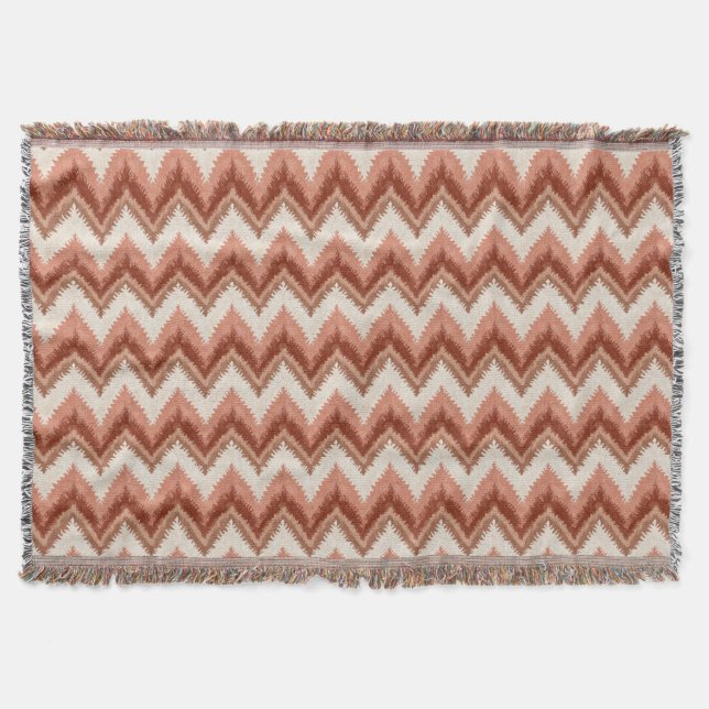 Terracotta Boho Zigzag – Rustic Chevron Throw Blanket (Front)