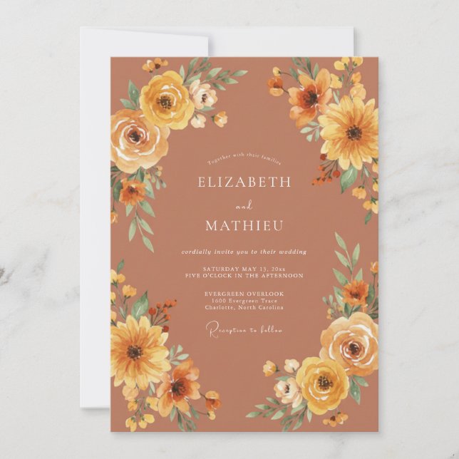Terracotta Bold Autumn Wedding Invitation (Front)